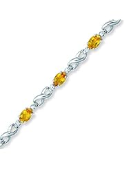 10K White Gold 1cttw Figure Eight Diamond and Citrine Gemstone Bracelet
