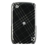 BLACK GARY CROSS PLAID SNAP ON HARD SKIN SHELL PROTECTOR COVER CASE FOR BLACKBERRY CURVE 8520 8530 + BELT CLIP + IN BLISTER RETAIL PACKAGE