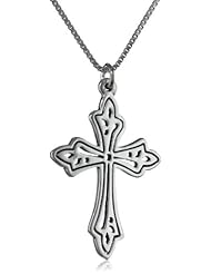 Bob Siemon Sterling Silver Fleur-de-Lis Cross Pendant Necklace, 18"
