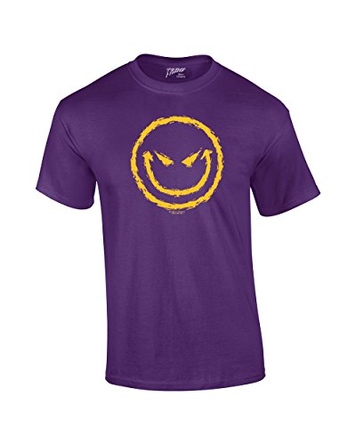 Evil Smiley Face, T-shirt-purple-large