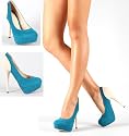 Shoehorne Dash-8 Womens 2-tone Turquoise Blue Colour Block Faux Suede Killer 5 inch Stiletto Shoes w/ Nude Beige Platform High Heel - Avail in Size 3 - 8 UK