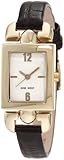 Nine West Women's NW/1282SVBN Strap Square Gold-Tone Brown Strap Watch