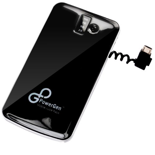 PowerGen Black Mobile Juice Pack External Battery Pack 2900mAh UltraSlim (0.4inch) Power Bank Charger (with Built in Micro USB) for HTC - Motorola - Samsung - LG - Huawei Android Phones - Also Blackberry & Nokia OEM Cable Required for use with iPhone 4s 4 3Gs 3G iPod Touch