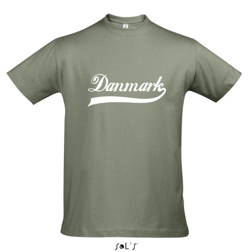T-Shirt Dänemark Oldschool Danmark LÄNDERSHIRT EM / WM FAN Trikot S-XXL , Khaki – weiß , XXL