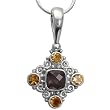 Sterling Silver Checkerboard Cut Garnet & Citrine Pendant by Sajen
