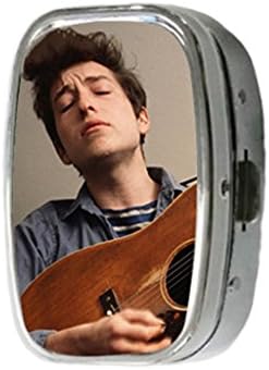 Turekk Custom Bob Dylan Guitar Whispering Relax Personality Style Sliver Stainless Steel Square Pill Box Pill Case Vitamins Organizer