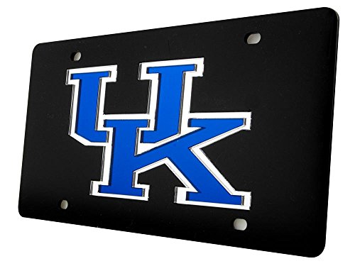 Kentucky Wildcats Blue Logo on Black Mirrored Acrylic Inlaid License Plate