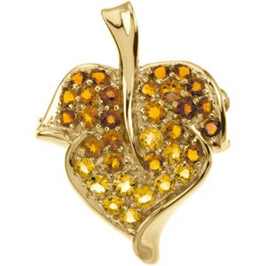 14K Yellow Gold Genuine Citrine And Madeira Citrine Brooch Pendant This Item... by