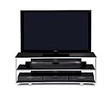 BDI Vexa 9239 Triple Wide 3 Shelf TV Stand (Silver with Black Shelves)