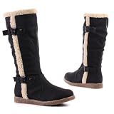 Produkt-Bild: Damen Schuhe, STIEFEL, BOOTS MIT KUNST FELL UND SCHNALLEN, 864-80, Synthetik in hochwertiger Leder Optik