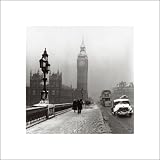 Big Ben Winter In London 1955 by Anonymous. Art Print Poster 15.75 inches width by 15.75 inches height. Highest Quality Art Poster Print
