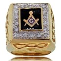 14KT Gold Mens Masonic Fraternal Ring 1/2 Carat Diamond