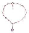 Anklet - A54 - Sized to Fit - Swarovski (tm) Crystal Beads ~ Lt. Rose with Crystal Flower Charm