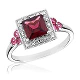 Brazilian Garnet, Pink Tourmaline and Diamond Ring