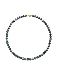 6.5-7mm 20" Black Freshwater Pearl Necklace "A" with 14K Yellow Gold in Gift Box