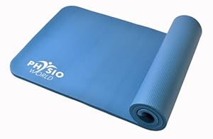 PhysioWorld 10mm & 15mm Thick Exercise Mats - Perfect for Yoga , Pilates , Gym (Blue, 15mm)