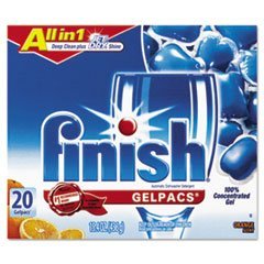 Finish 76491 Dish Detergent Gel Packs, Orange, 20/Box