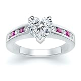 1.65 CT HEART DIAMOND W ROUND PINK SAPPHIRE RING 18K
