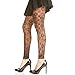 Angelina Floral-Pattern Fishnet Footless Pantyhose with Lace #9409,Black,One Size