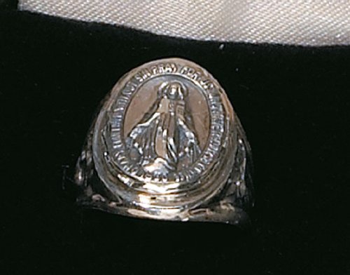 Unisex Adult Sterling Silver Miraculous Virgin Mary Mary Ring Size 9 Religious Fine Jewelry