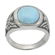 Sterling Silver Mens Eagle and Turquoise Ring