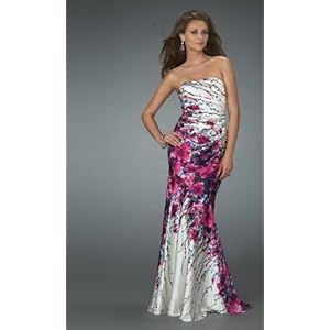 1167 SATIN PRINTED PROM 2010  LONG EVENING BALL GOWN