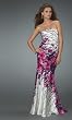 1167 SATIN PRINTED PROM LONG EVENING BALL GOWN