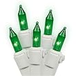 Set of 100 Green Mini Christmas Lights - White Wire
