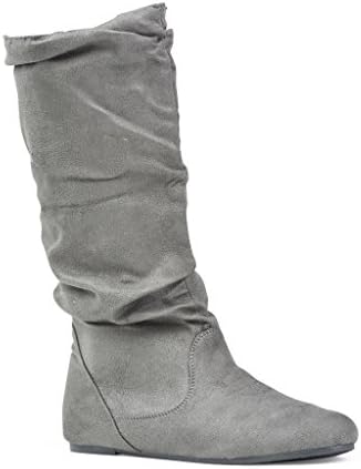 Twisted Women's Shelly Wide Calf Fashion Scrunch Boot - GREY, Size 7