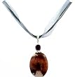 Necklace - N39 - Genuine Semi Precious Gemstone on Five-Strand Organza and Cotton Cord + 2" Extension Chain - Oval Shape ~ Imperial Purple Agate