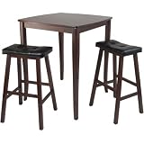 Winsome 3pc Inglewood High/Pub Dining Table with Cushioned Saddle Stool