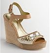Coach Hanson Lurex Canvas Wedge 4.75" Platform Rhinestone Shoes 7.5 Silver
