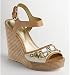 Coach Hanson Lurex Canvas Wedge 4.75" Platform Rhinestone Shoes 7.5 Silver