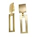 Brushed Gold Rectangle Dangle CLIP-ON Earrings title=