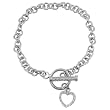 Sterling Silver CZ Open Heart Charm Bracelet