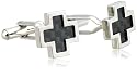 Stainless Steel Cross Cuff Link w/ Carbon Detail