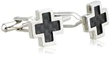 Stainless Steel Cross Cuff Link w/ Carbon Detail
