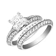 2.10 Carat Diamond Bridal Set Engagement Ring 14k White Gold Princess SALE