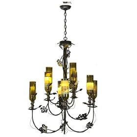 Meyda Tiffany - 82695: Rustic Lodge Contemporary - 34W X 40H Wine Bottle 9lt Chandlier by Meyda