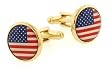 Gold plated cufflinks with a Stars and Stripes or American Flag accent with presentation box. Made in the USA