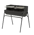 1/2 Barrel BBQ with Windshield - Large cooking area with two chrome grills which can be placed at variable heights.