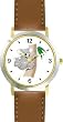 Mother Koala Bear with Baby on Tree - JP - WATCHBUDDY&reg; DELUXE TWO-TONE THEME WATCH - Arabic Numbers - Brown Leather Strap-Size-Large ( Men's Size or Jumbo Women's Size )