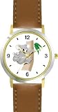 Mother Koala Bear with Baby on Tree - JP - WATCHBUDDY&reg; DELUXE TWO-TONE THEME WATCH - Arabic Numbers - Brown Leather Strap-Size-Large ( Men's Size or Jumbo Women's Size )