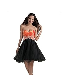 A-line Polyester/Taffeta/Tulle Short Lace-Up Sequined Beaded Homecoming Dress/Prom Dress 