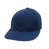 Plain Fitted Flat Bill Hat - Navy