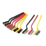 uxcell ワイヤーブラシ 毛ワイヤー 非スリップ プラスチック製の取っ手 ブラシツール