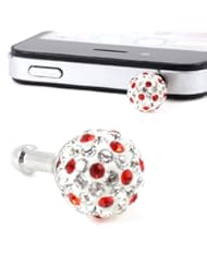 Rhinestone Inlaid Ball Shape 3.5mm Earphone Dust Plug Ear Cap