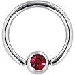 14 Gauge Austrian Crystal RUBY RED Gem BCR Captive Ring