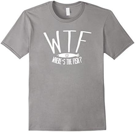 Men's Funny Fishing T-Shirt, WTF - Where's The Fish T-Shirt 2XL Slate