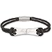 Schmuck-Pur Echt Leder Edelstahl Armband schwarz mit Gravur